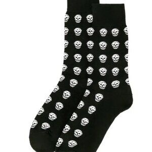 ALEXANDER MCQUEEN Black & White Skull Sock Cotton Blend